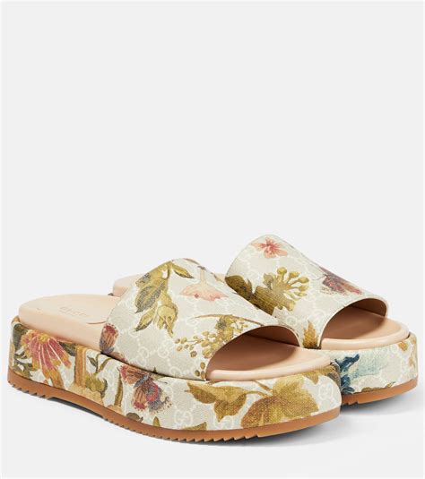 gucci floral slides|gucci floral platform slides.